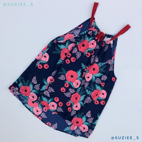 Paper Crown X Rifle Paper Co. Floral Spanish Rose Print Aster Tie Neck Top L - Picture 2 of 12